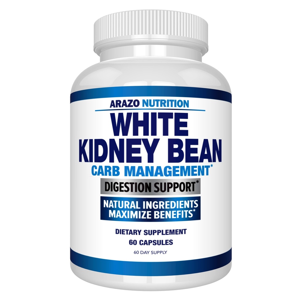 Arazo Nutrition White Kidney Bean Extracter 100% טהור פחמימות שומן Absorber עבור תמיכה במשקל - Intercept Carbs