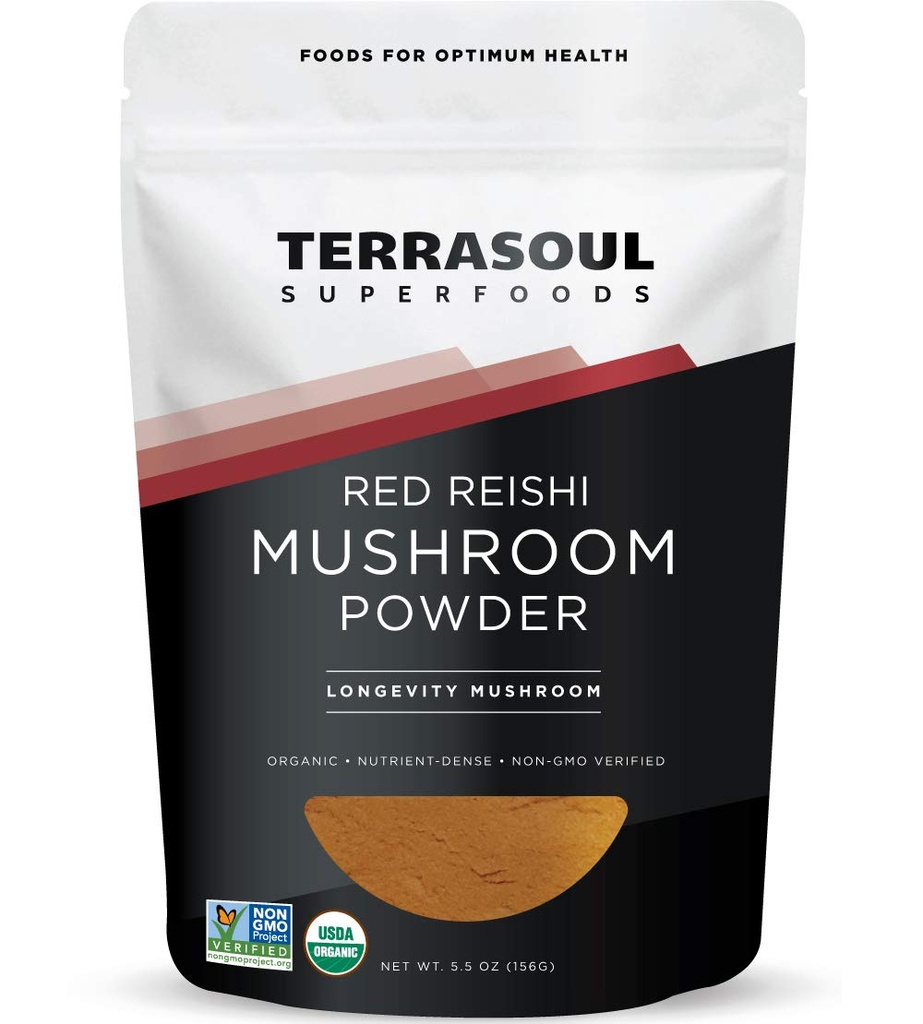 Terrasoul Superfoods אורגני Reishi Mushroom אבקה (4:1 לחלץ), 5.5 Oz, Immune Support, Stress Relief, Better Sleep, Embrace The Power of Fitogenic Mushrooms