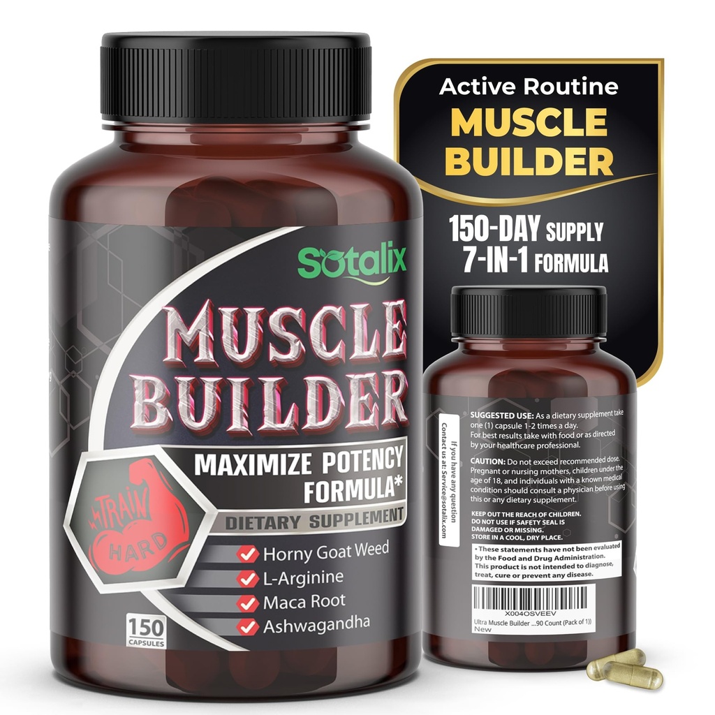 תוספי מזון אולטרה שריר עם L-Arginine & Tribulus - תמיכה באימון ספורט - 150 יום אספקה)