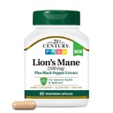 21st Century Lion's Mane 2,100 מ"ג, בתוספת Black Pepper, קפסולות צמחוניות, 60 הרוזן