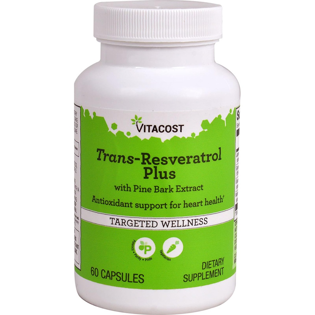 Vitacost Trans-Resveratrol Plus - 60 קפסולות צמחוניות