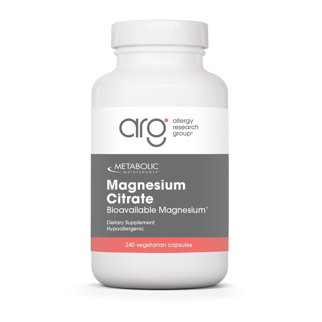 חומצה מטבולית מגנזיום Citrate כמוסות - תוספת מגנזיום עבור Calm, שינה, שרירים & GI תמיכה - עם ויטמין C (240 קפסולות)