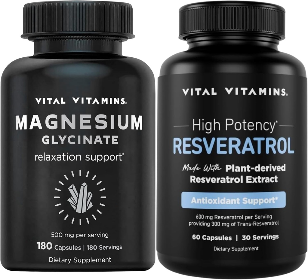 ויטמינים Vital Magnesium Glycinate כמוסות + reveratrol קפסולות