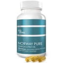נורווגיה Pure אומגה 3 Fish Softgels 2,400 מ"ג (90ct) - 4X ריכוז EPA & DHA, משולש דיישט, Burpless, Wild Catch, Skin & Hair, Joints, Heart Health Health