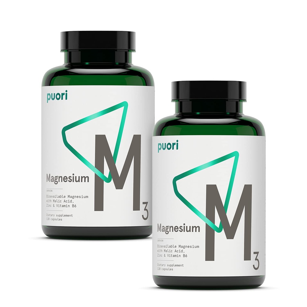 Puori Magnesium Complex תוסף - High Absorption Magnesium Turinate &con Gluate, Zinc, ויטמין B6 & Malic Acid for Sleep Support, Immune & Bone Health & השרירים Recovery - 240 קפסולות טבעוניות
