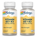 SOLAרי ויטמין D3 + K2, D & K ויטמינים עבור Calcium Absorption ותמיכה עבור מערכת Cardiovascular בריאה ו Arteries, Non-GMO & No Soy