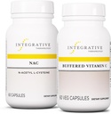 Integrative Therapeutics Bundle עם Buffered ויטמין C קפסולות 1000 מ"ג, 60 קפסולות טבעוניות ו NAC, 60 קפסולות - תוספת Immune עם תמיכה אנטי-חמצן * תמיכה הנשימה & Lung * פונקציונלי *