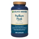 Nature's Wonder Psyllium Husk 500 מ"ג קפסולות לבריאות העיכול, סיבים מבוססי צמחים, 200 הרוזן