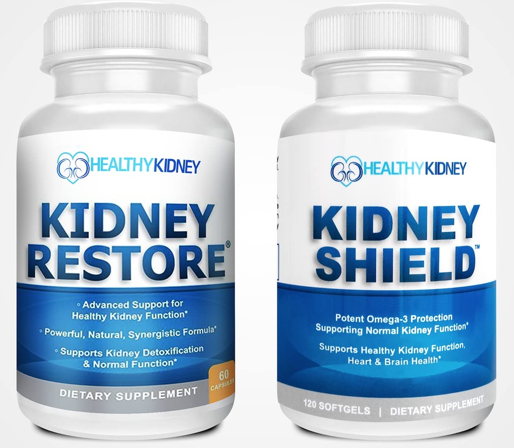 Kidney Recovery & Kidney Shield 2Pack Bundle עבור Kidney ניקוי, תומך Kidney Function, Renal Health ועוד