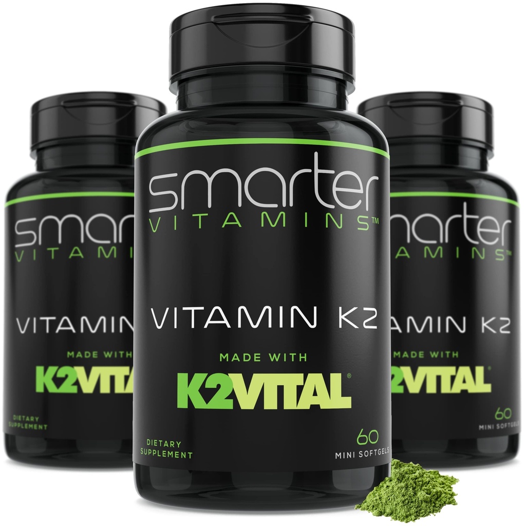 (3 Pack) חכם יותר ויטמין K2 MK7 100mcg, מיוצר עם K2VITAL וקלה, 180 סולגלס נוזלי