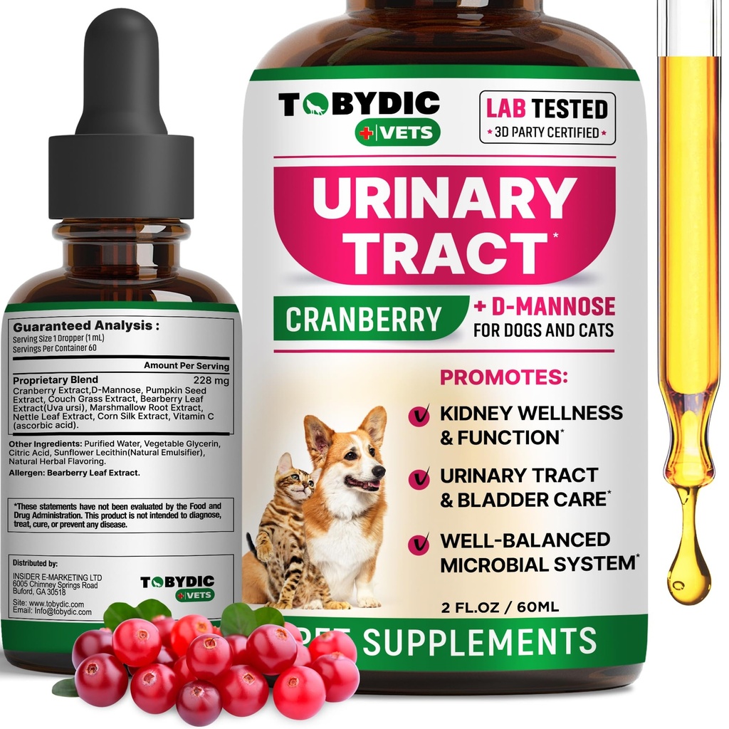 Cat & Dog Natural UTI Medicine & Urinary Tract Treatment Treatment with Cranberry - Kidney + Bladder תמיכה תוסף - Best Prevention for Urine Incontinence & Bladder Stones - Petal Health