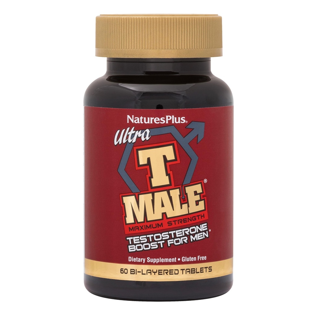 NaturesPlus Ultra T Male, Extended Release - 60 טבליות B-layered - תמיכה שריר מקבל - Vegetarian, Gluten חינם - 30 משרתים