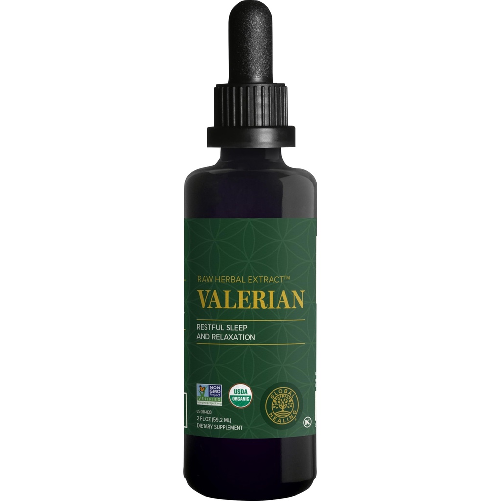 Global Healing Organic Organic Valan Root Extraction - Raw Herbal Extractation for Healthylaxation, Sleep & Calm - אלטרנטי ל-Valריאן Root כמוסות עבור זמינות ביולוגית - 2 Fl Oz
