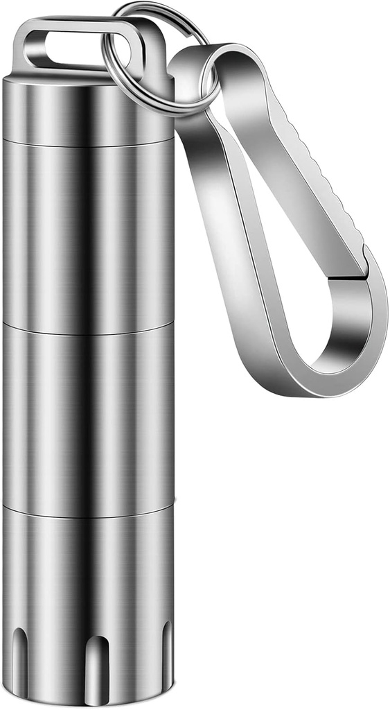 TISUR Titanium Small Pill Holder Keychain, Portable Pill Case Waterified Pocket Box Container Carrier to Hold Pills, ויטמינים, שמן דגים, תוספים