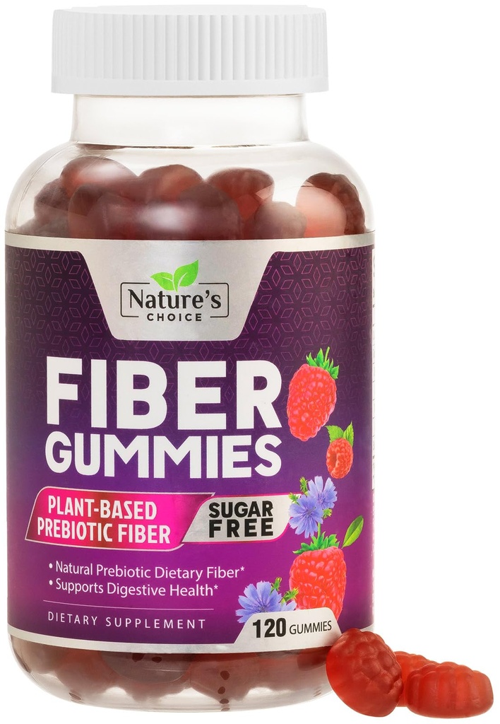 חניכיים סיבים למבוגרים, סוכר חינם יומי 4g Gummy סיבים תוספת, Prebiotic Gummy Digestive Health Support - Plant Based Soluble Chews, Prebiotics תומכים סדירות & העיכול - 120 מסטיקנים