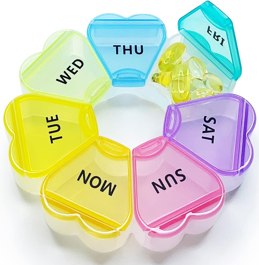 MOLN HYMY Large Weekly Pill Box 7 Day, Pill Case Productionser 1 time a Day, Floral Pill Container Once Daily, Pretty Medicine Dispenser forוויטמין/Fish Oil/Medication/Supplements