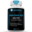 Alpha Lipoic Acid Plus Acetyl L-Carnitine Antioxidant תוסף ALA ALC עבור תפקוד המוח הבריא וכוח השרירים, מיקוד, זיכרון ותפקוד קוגניטיבי לנשים וגברים - 60 קפסולות על ידי Neonutrix