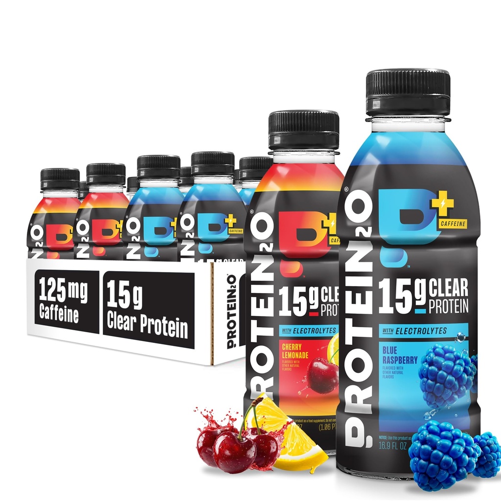 חלבון2o 15g חלבון Isolate שתייה פלוס אנרגיה & פוקוס, 350 מ"ג של אלקטרוליטים, ויטמינים B5 & B6, סוכר חינם, אנרגיה Variety Pack, 16.9 oz בקבוק (Pack של 12)