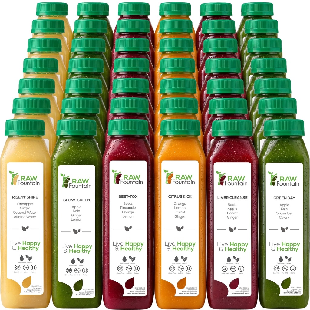 7 ימים ג'וש ניקוי על ידי Raw, All Natural Raw Detox ניקויse, Juicing for Body Rest, Cold Pressed Juice Fast, Great Way to Jumpstart a Healthy Diet, 42 בקבוקים 12oz, 7 ג'ינג'ר יורה