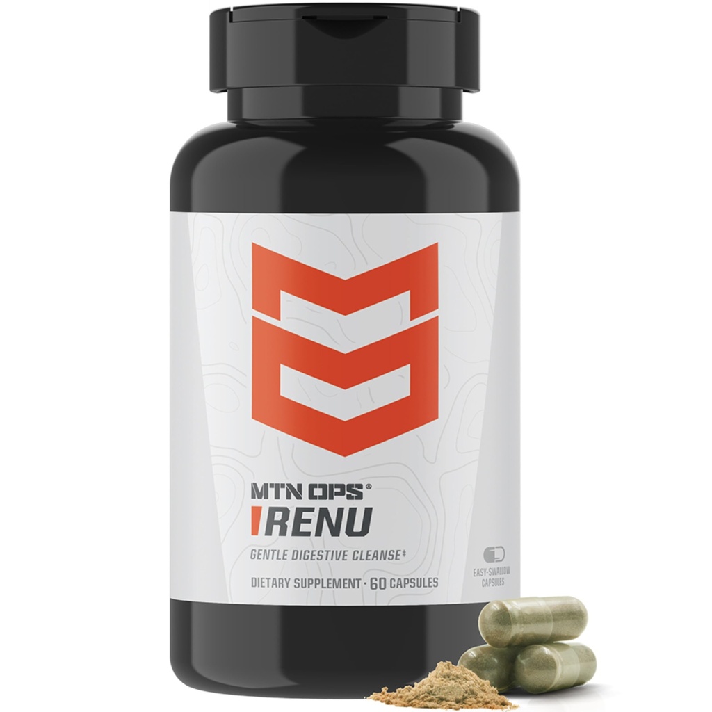 MTN OPS Renu for Gentle Digestive ניקוי, אבקת Psyllium Husk לבריאות העיכול & Metabolism Booster, 60 קפסולות, 30 משרתים