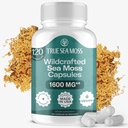 TrueSeaMos Irish Sea Moss כמוסות - 120 קפסולות מקוריות (1600 מ"ג) - Prebiotic Superfood - Boosts מערכת Immune & Digestive - עור בריא, Keto Detox, Gut, תמיכה משותפת