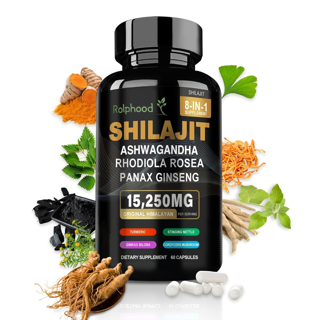 Shilajit for Men / Women - Pure ההימלאיה אורגנית, Shilajit קפסולות עם Ashwagandha,Supplements 60 קפסולות חלופיות כדי Resin, Drops & Gummies