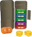 מארגנת גלולות שבועיות 2 פעמים ביום, Moisture-Proof, Detachable השוואתיות, AM PM Pill Box 2x 7 יום, Travel Pill מארגנת עבור גלולות / שמן שמן / מערכת / Vitamin / Supplements (Black + Colorful)