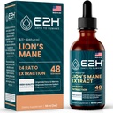 Lions Mane - Lions Mane תוסף - מקדם בהירות נפשית, זיכרון וריכוז - Lions Mane Liquid for Immune Support - Mushroom Tincture - 2 Fl Oz by E2H