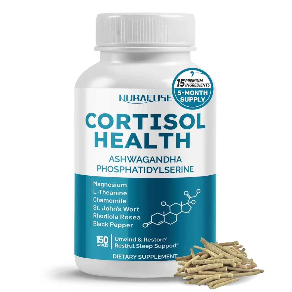 CORTISOL Health Ashwagandha 15in-1 תוספת עם Magnesium Phosphatidylserine L-theanine Chamomile Rhodiola Rosea Licorice Holy Balacorice