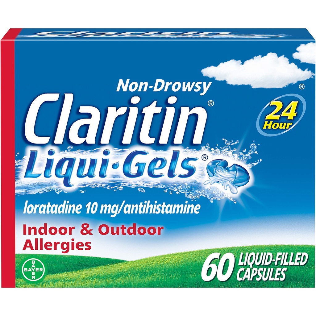 Claritin Liqui-Gels 24 Hour Allergy Relief, non-Drowsy Allergy Medicine, Loratadine Antihistamine קפסולות, 60 ספירה