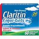 Claritin Liqui-Gels 24 Hour Allergy Relief, non-Drowsy Allergy Medicine, Loratadine Antihistamine קפסולות, 60 ספירה