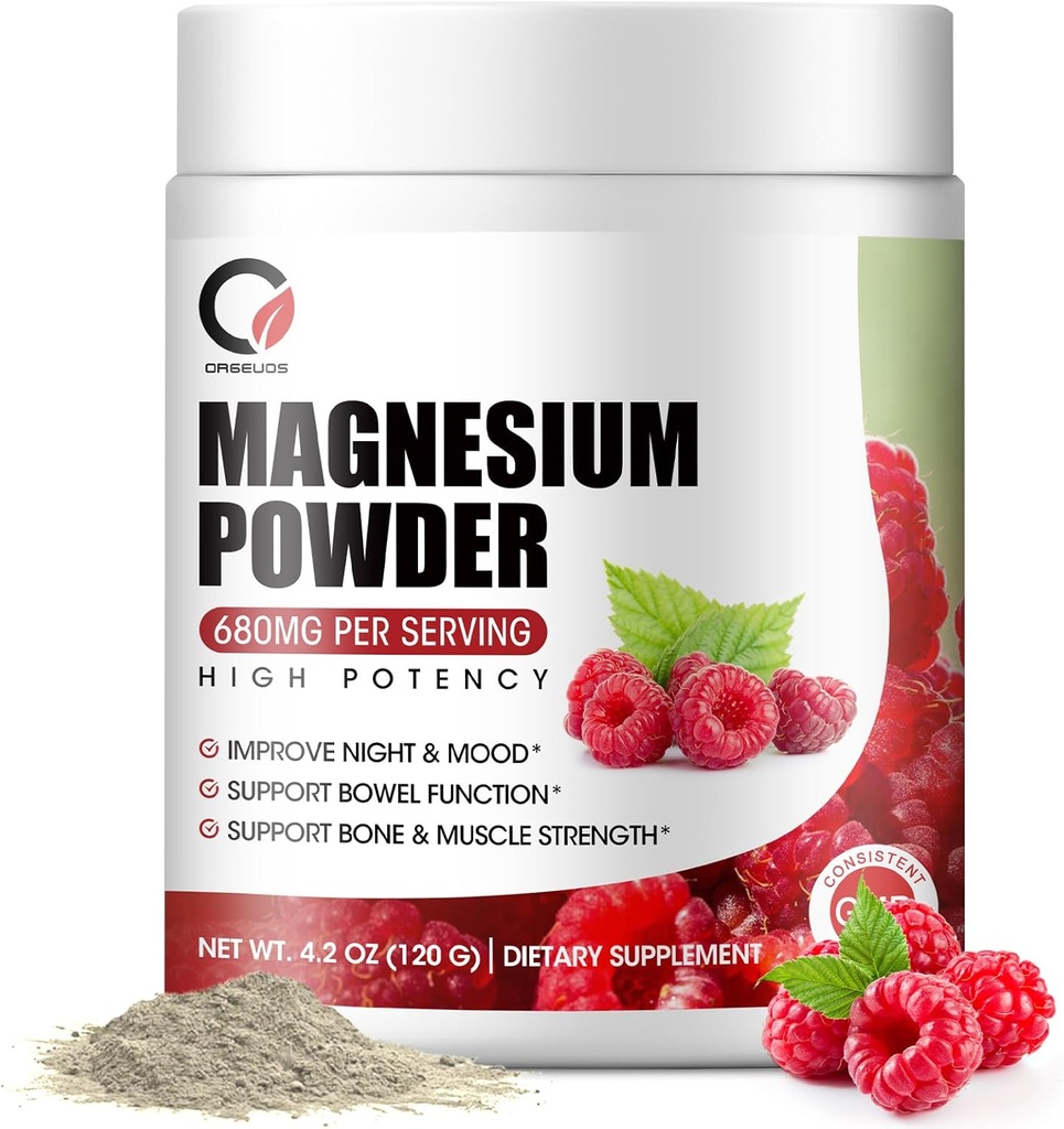 Magnesium Glycinate אבקת - 680mg Magnesium Complex תוספת עם Magnesium Citrate, Oxide & ויטמין A C D עבור Calm, Night & השרירים תמיכה - טבעוני, Non GMO (60 משרתים, 120 גרמות)