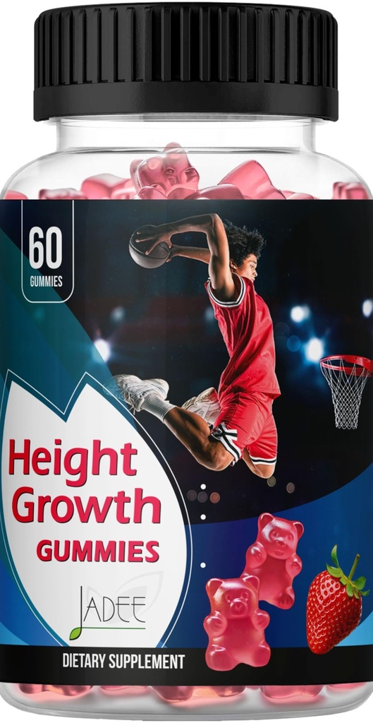 Jadee High growth Gummies for Teens & Kids Calcium 325 מ"ג, Teen ויטמינים D3,K2, C, Magnesium, Ashwagandha, Zinc, L-Arginine - גידול בריא העצם, פיתוח וכוח - עלייה ו- Immunity