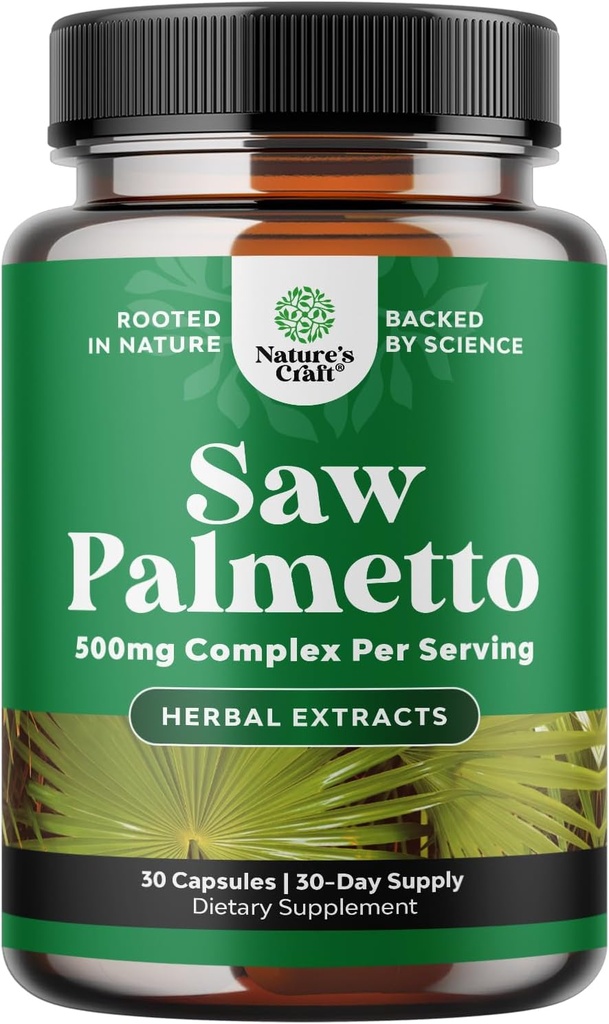 כוח נוסף Saw Palmetto Extract - תרכובת צמחית מתקדמת לבריאות שיער ותמיכה שתן עם Plant Sterols & Flavonoids - Potent Herbal תוסף עם 500 מ"ג לשרת - 30 קפסולות