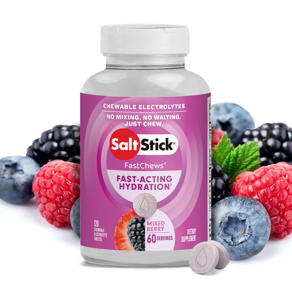 SaltStick Electrolyte FastChews - מעורב 120 ברי Chewable אלקטרוליטים - טבליות מלח עבור ריצה ושיקום, אלקטרוליט צ'ws - 120 הרוזן