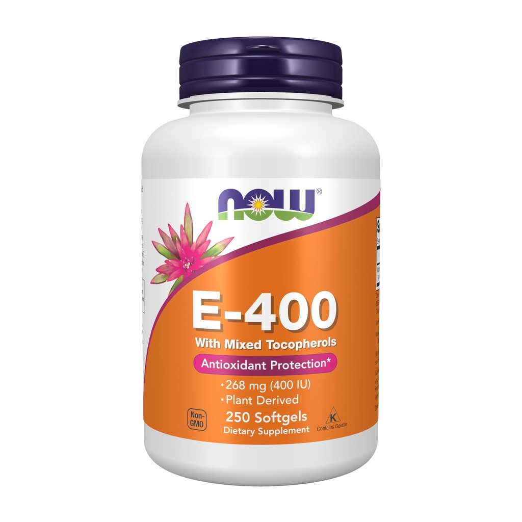 תוספי מזון עכשיו, ויטמין E-400 IU מעורבים Tocopherols, Antioxidant Protection *, 250 Softgels