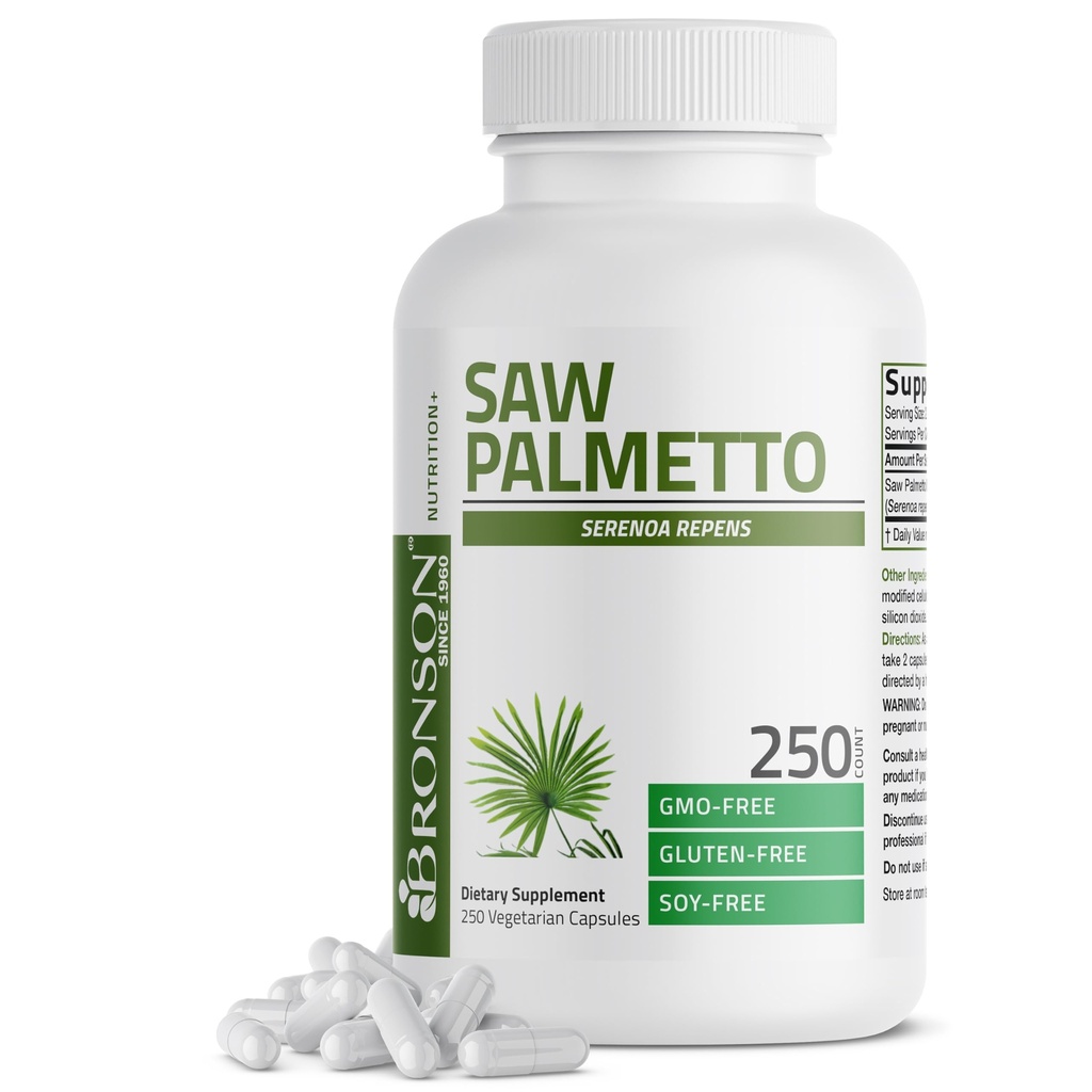 ברוונסון ראה את Palmetto תוספת כוח תומך בתפקוד Prostate & Urinary Health Support - Non GMO, 250 קפסולות צמחוניות