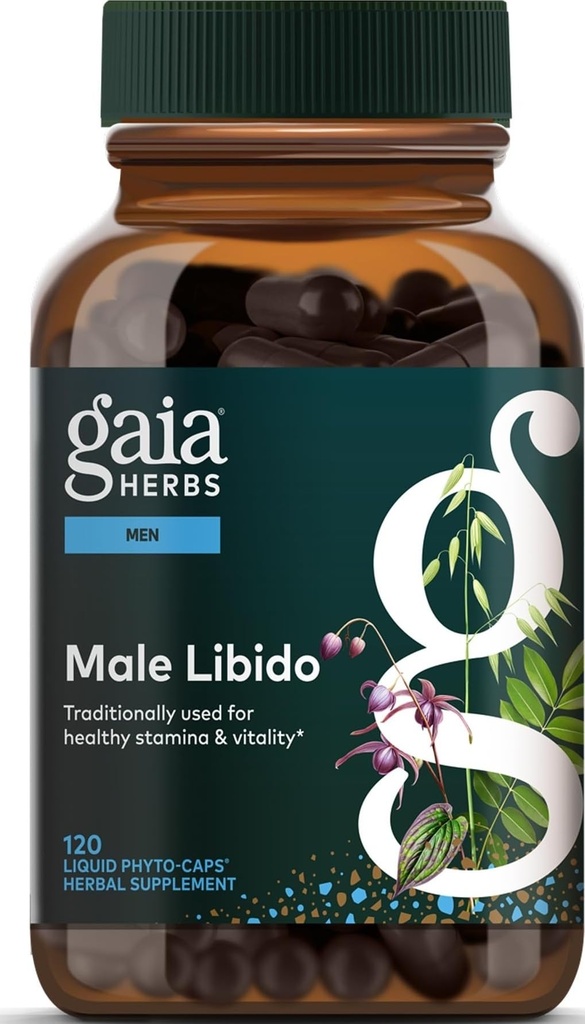 גאיה Herbs זכר Libido - תוספת צמחית עם Saw Palmetto, Hory Goat Weed, Maca & Oats - תמיכה Stamina, Vitality & הורמונלי עבור גברים - 120 טבעוני נוזל Phyto-Capsulesules (30 יום אספקה)