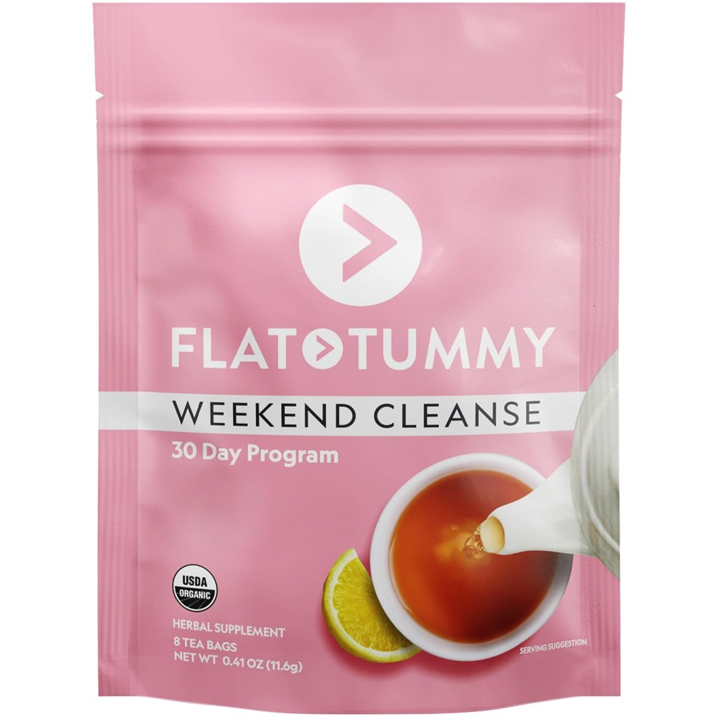 שטוח Tummy סוף שבוע לנקות תה - 30 יום תוכנית - כל טבעי קולון ניקוי w / Senna ו Dandelion Root, מספק סיוע Bloating לנשים - Detox ניקוי עבור תמיכה סיוע גז