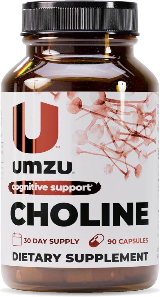 UMZU Choline תוספת לתמיכה קוגניטיבית וההורמונלית | Acetylcholine Booster Helps Brain Focus, Memory & Metabolism | קידום בריאות Liver Health & Estrogen Balance (30 יום אספקה | 90 קפסולות)