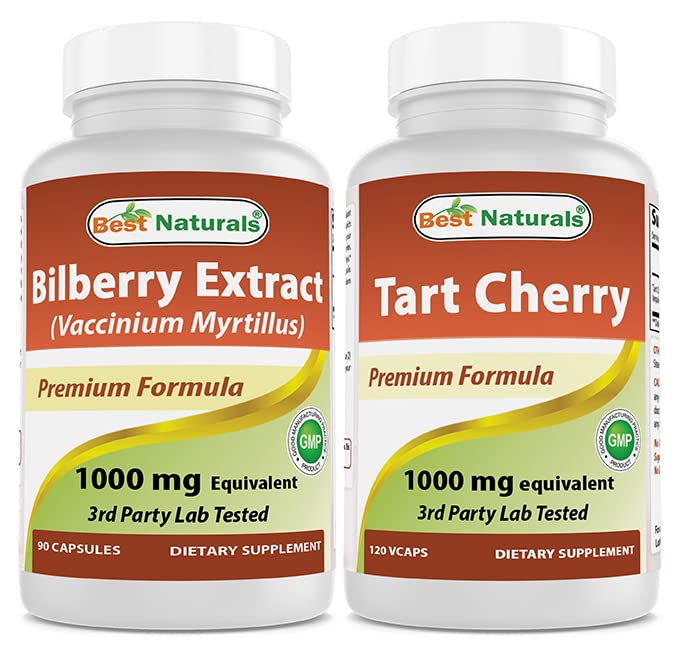 הטוב ביותר Naturals Bilberry לחלץ 1000mg & Tart Cherry לחלץ 1000 מ"ג