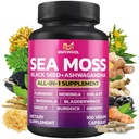 BMVINVOL Sea Mosss Black Seed Shilajit Ashwagandha + Bladderwrack, ג'ינג'ר, Moringa, Turmeric, Burdock, Ginseng, Rhodiola Rosea - 100 קפסולות