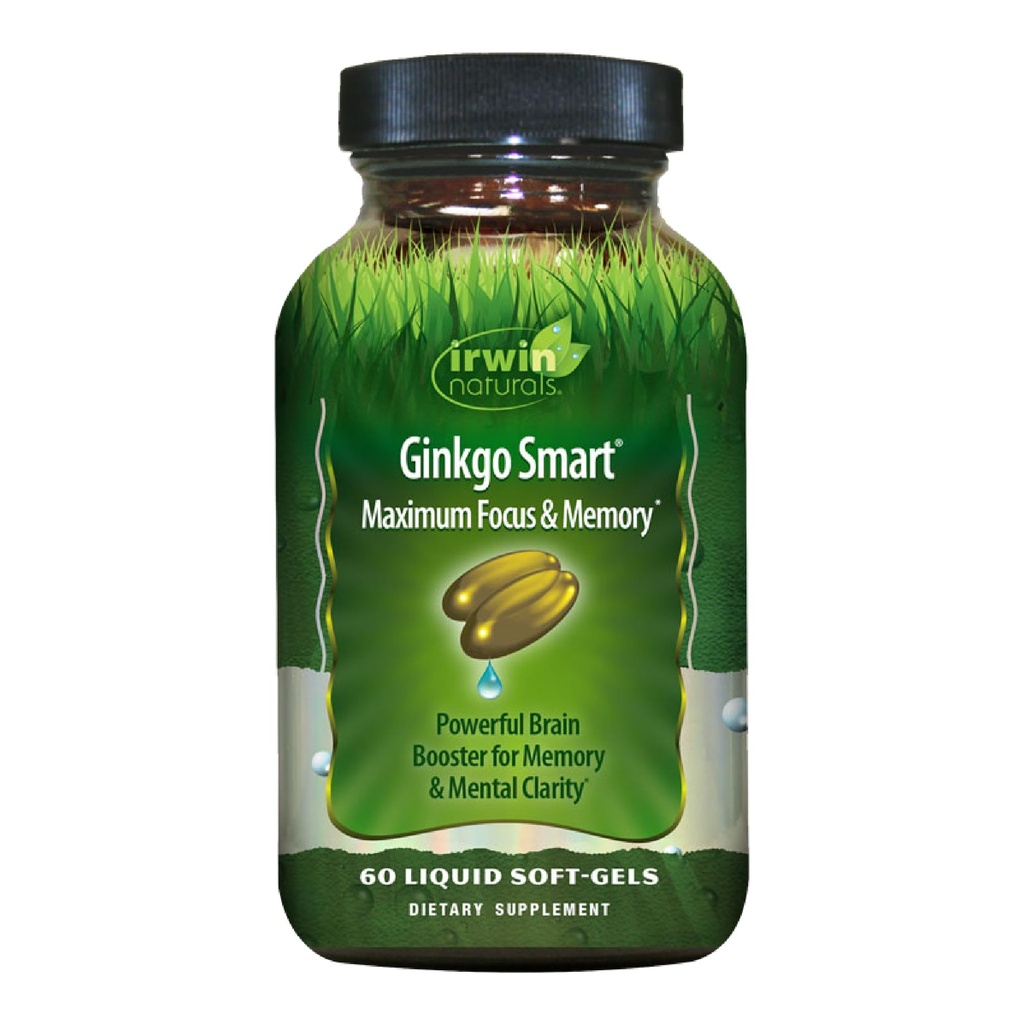 Irwin Naturals Genekgo Smart Powerful Nootropic Brain Booster - תומך זיכרון מקסימלי, פוקוס וקלילות נפשית עם DMAE, Clubmos, Choline & Acetyl L-Carnitine - 60 Softgels נוזלי