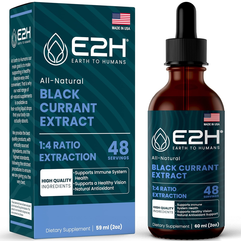 E2H Natural Black Currant Extracted Black Currant Seed - Immune System Health - Fast Absorbing נוזל - 2 Fl Oz