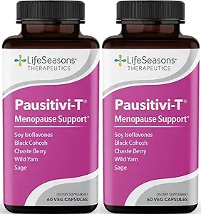 Pausitivi-T - Menopause תומך תוסף - הקלה עבור פלאשים חמים, הורמון Imמאזן & Night Sweats - Nourishes Tissue - סייג', Chasteberry, Soy Isoflavones & Black Cohosh - 60 קפסולות (Pack of 2)