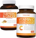 תמיכה בוויטמין C Immune & Turmeric Curcumin - תמיכה יומית: Immune + Joint Health - Immune Support - ויטמין C עם Zinc (Non-GMO) & Turmeric Curcumin - Black Pepper Extract Extract (Non-GMO)