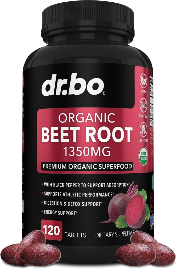 תוספי מזון שורש אורגני של Beet Root כמוסות - 1350 מ"ג אבקת חומצה פולית לחלץ גלולות, אורגני אבקת שורש אבקה שורש צמחי, Super Nitric Oxide Beets High Circulation ויטמינים Totals תמיכה - 120 Beets Tablet