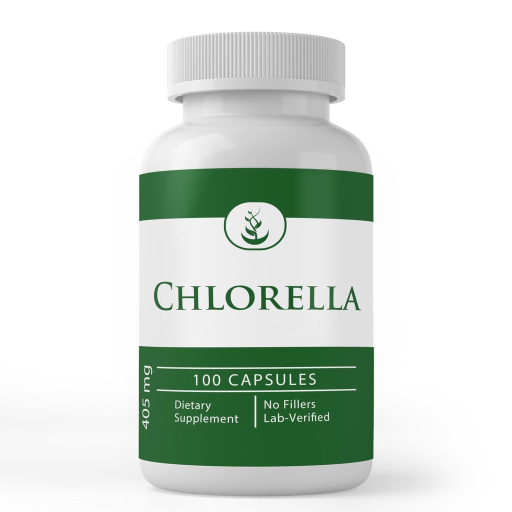 מרכיבים מקוריים טהורים Chlorella, (100 קפסולות) תמיד טהור, ללא תוספות או מילויים, מעבדה מאומתת