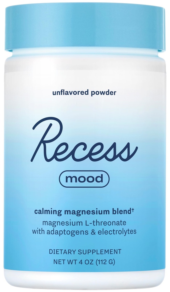 Recess Mood אבקת, Calming Magnesium L-Threonate בלגן עם פרח תשוקה, L-theanine, אלקטרוליטים, Magnesium Calm תמיכה אבקת - Unflavored 28 לשרת Tub