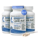 IMMUNOVITES 3Pack Stabilized R-Alpha Lipoic Acid (( True) 600 מ"ג עבור לשרת גבוה עוצמה עד 40x הגדלת Absorption (Na R-ALA) (Na R-LA) (Na R-Lipoate) (3 בקבוקים)